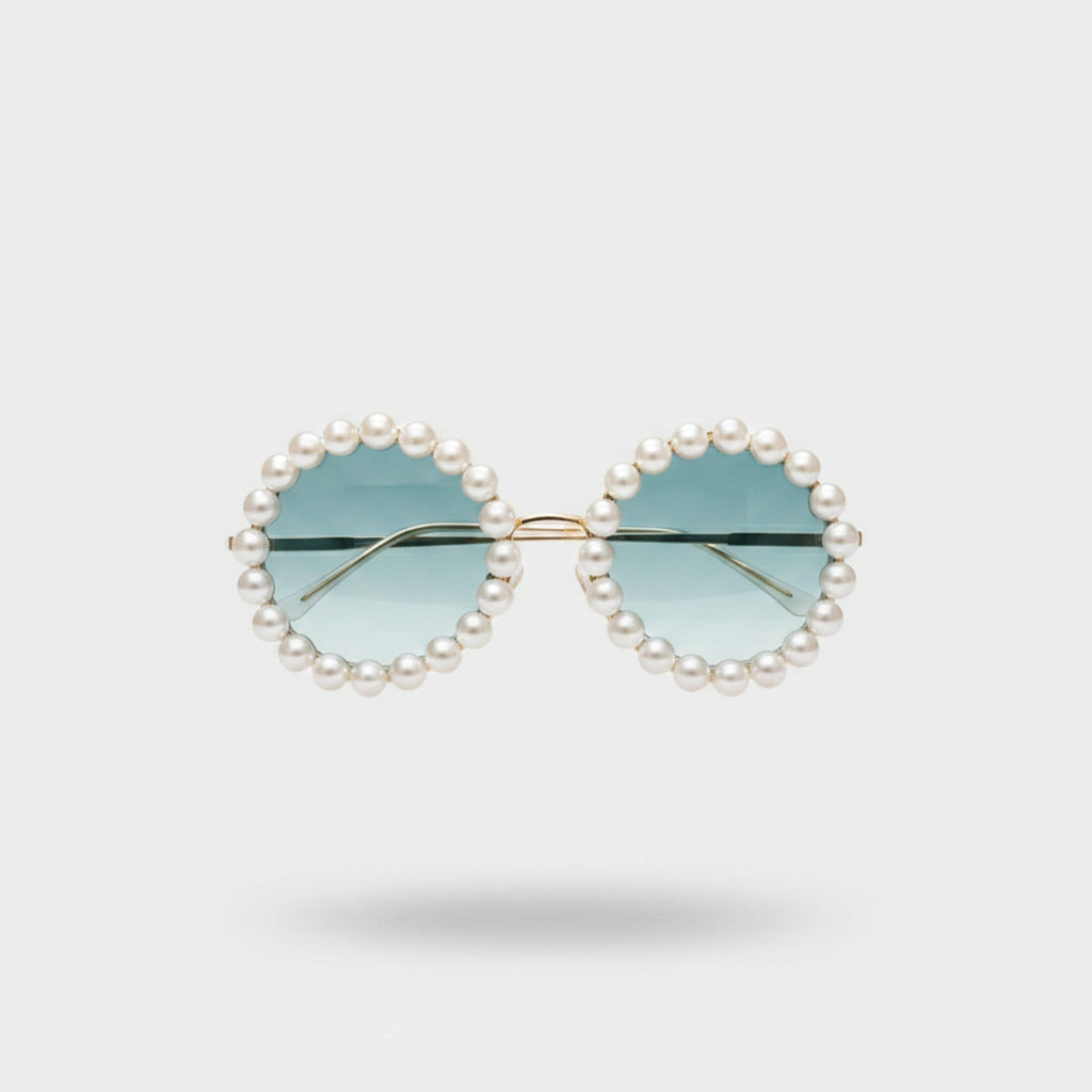Pearl Beaded Round Gradient Sunglasses