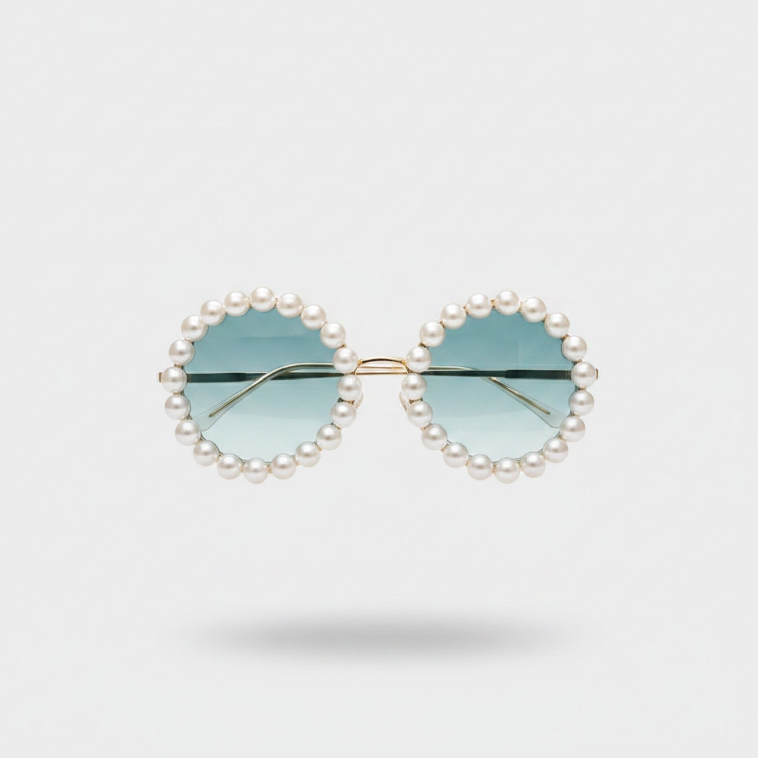 Pearl Beaded Round Gradient Sunglasses
