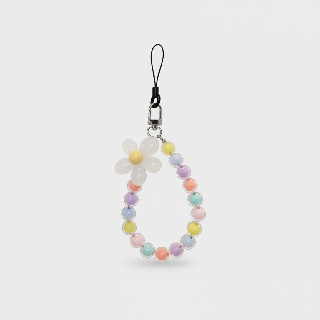 Pastel Beaded Flower Acrylic Keyring Charm