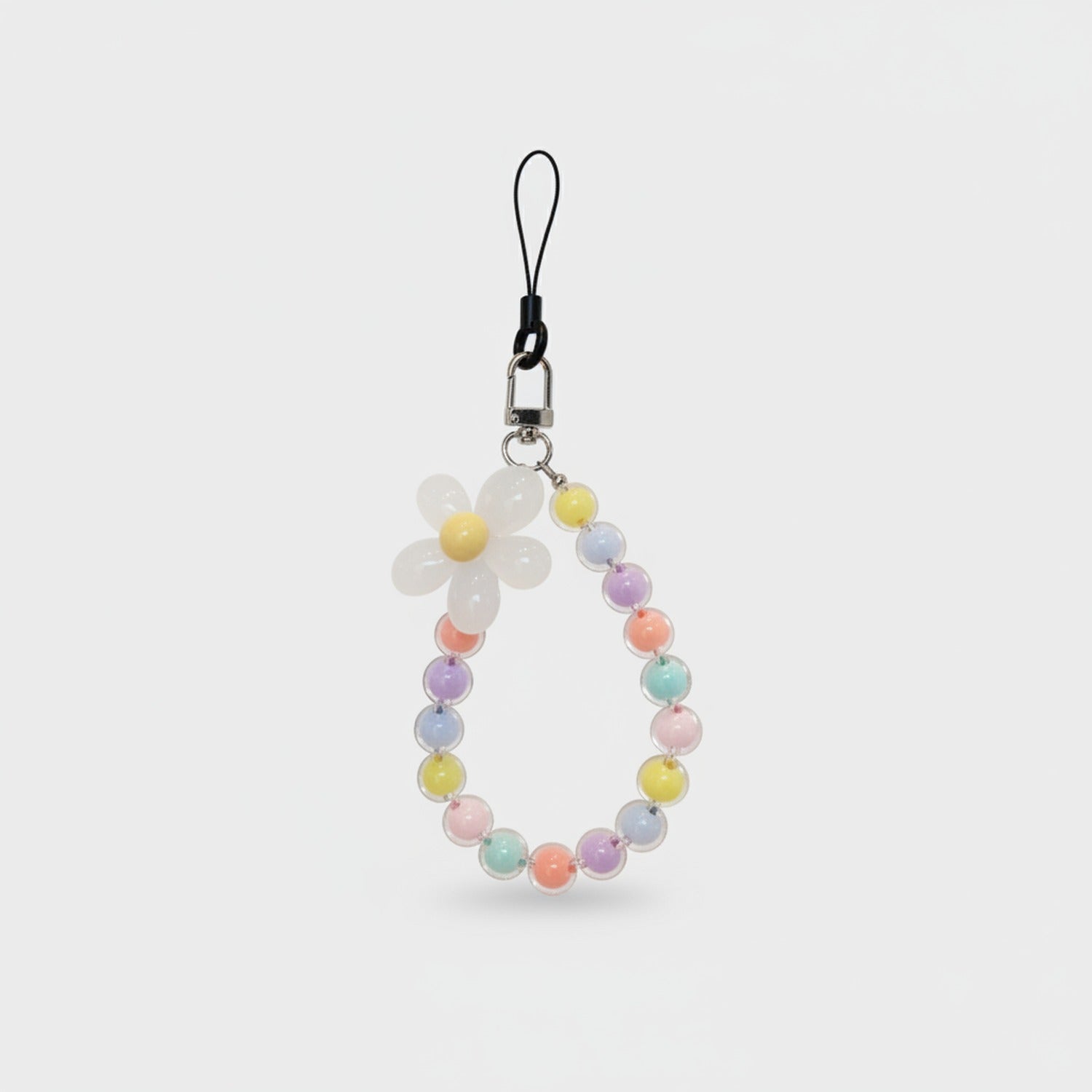 Pastel Beaded Flower Acrylic Keyring Charm