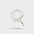 White Beaded Bracelet With Aqua Charm