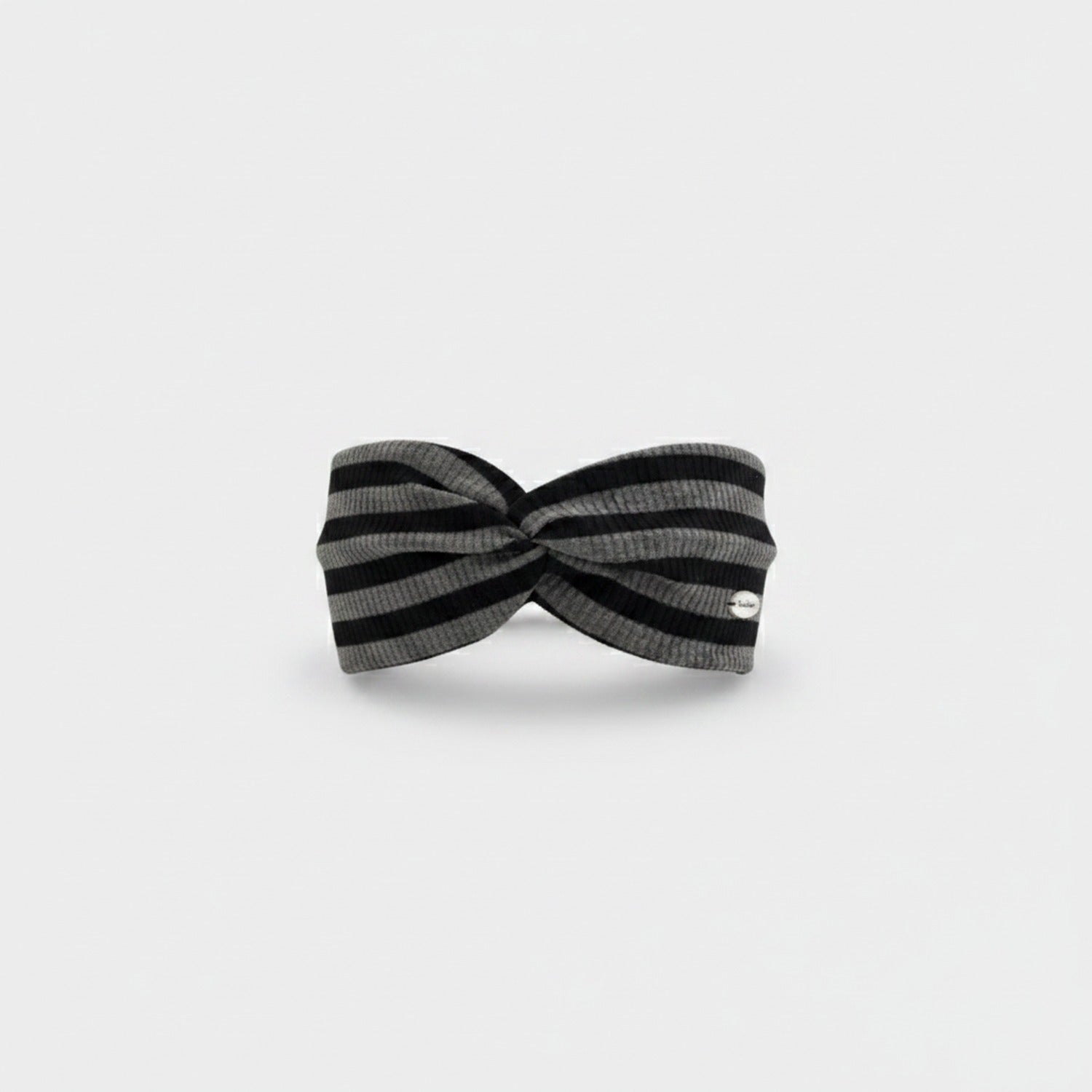 Striped Ribbed Knit Headwrap With Bow