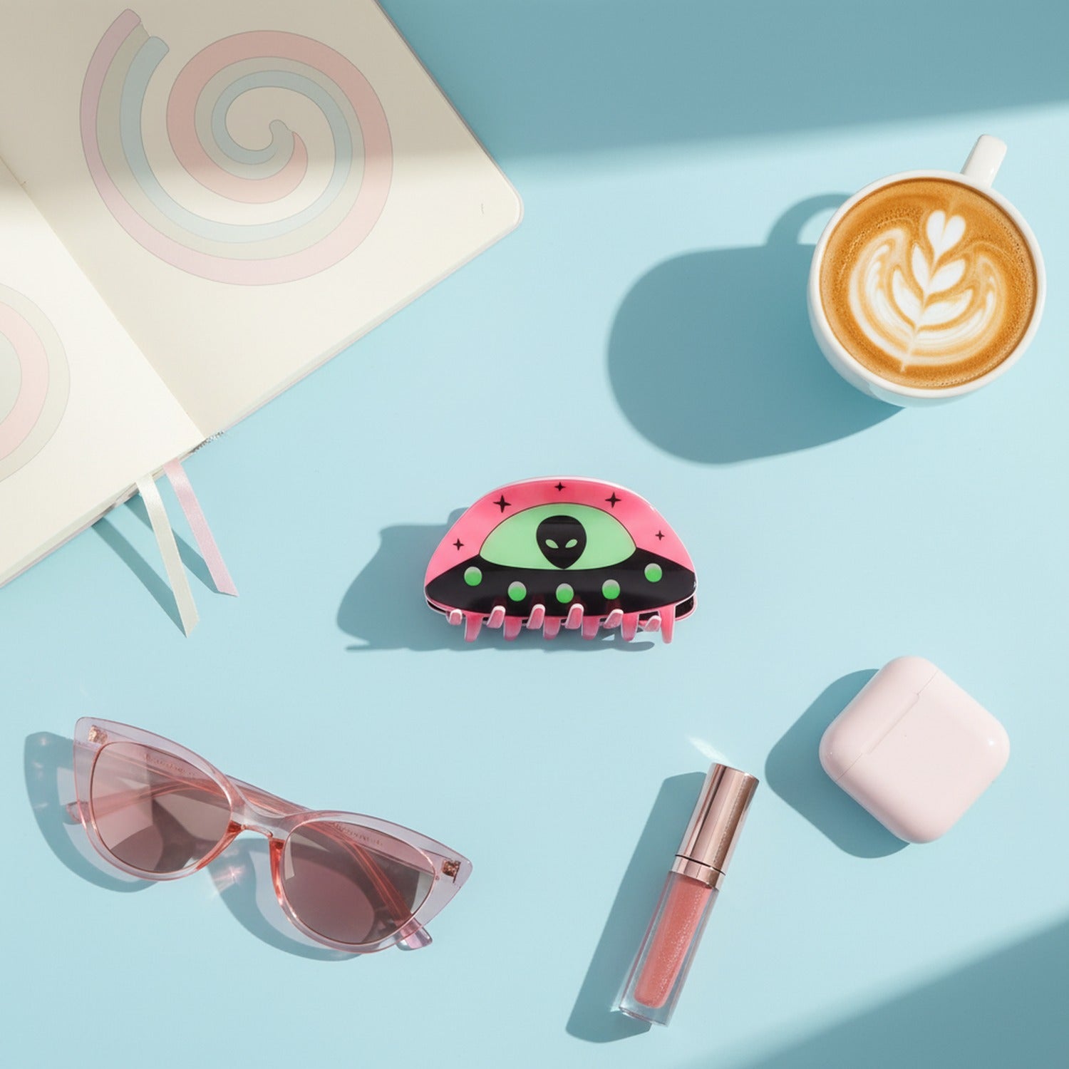 Alien UFO Pink Hair Claw Clip