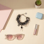 Black Fur Charm Necklace With Dangling Pendants