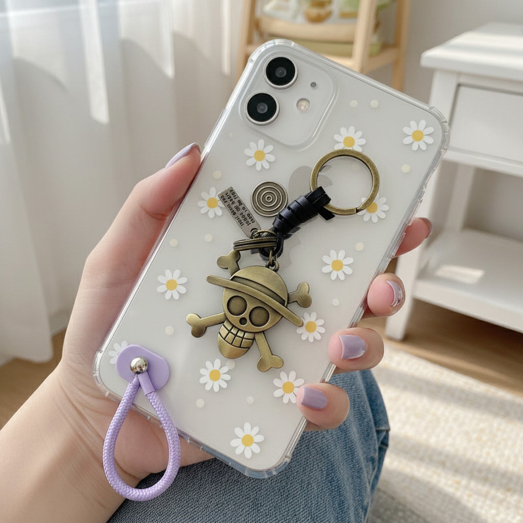 Skull And Crossbones Gold Metal Keychain Charm