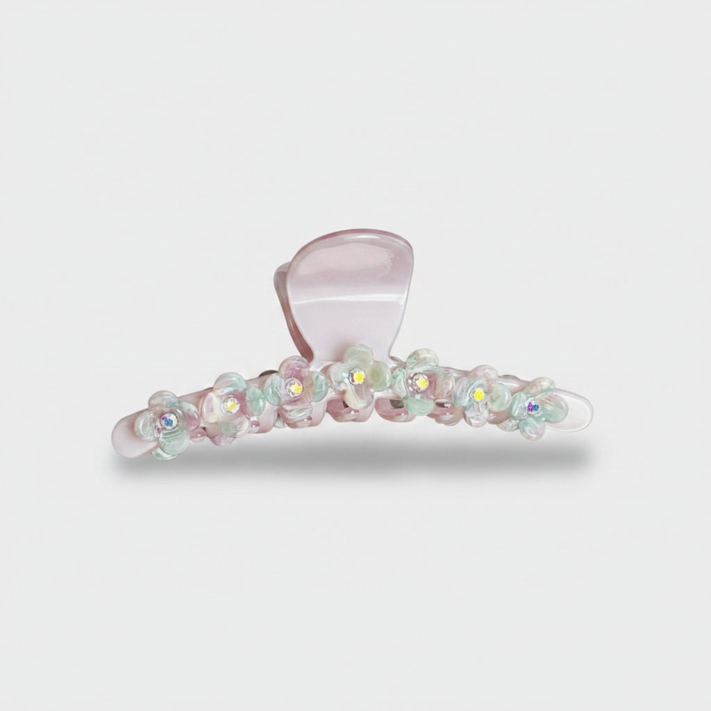 Pastel Floral Beaded Hair Claw Clip