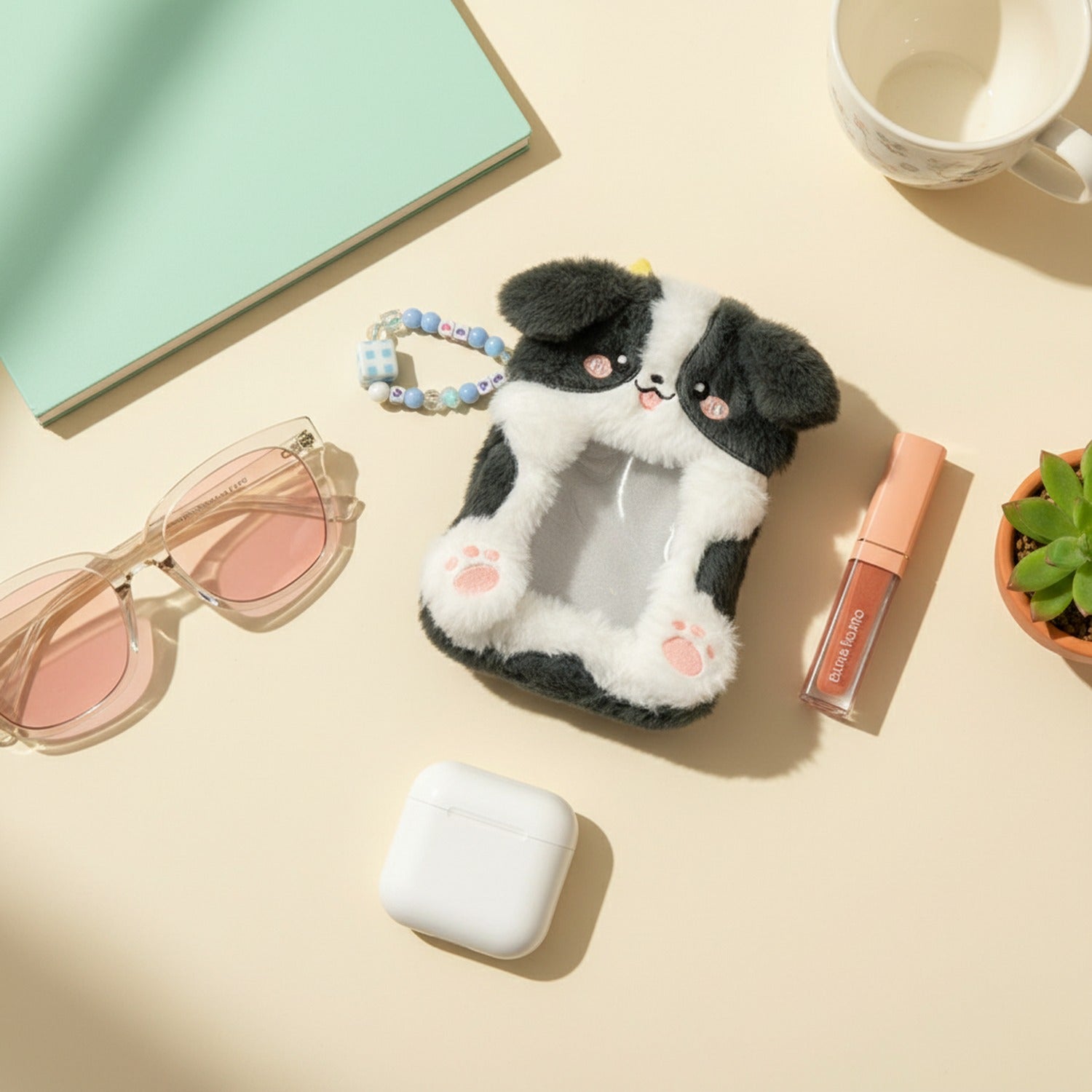 Black And White Puppy Phone Charm Strap