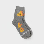 Smiley Face Pizza Slice Gray Crew Socks