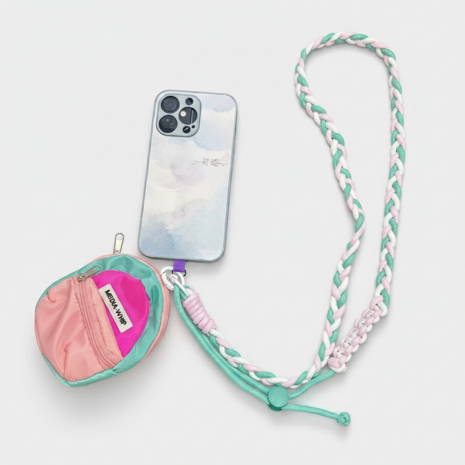 Purple & Yellow Braided Rope Phone Charm Strap