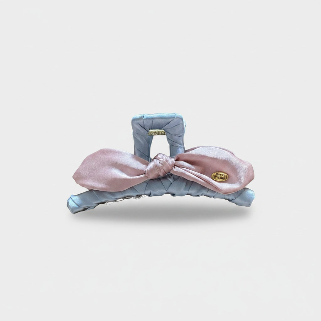 Quilted Hair Claw With Satin Bow