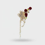 Butterfly Rose Gold Hair Claw Pearl Chain