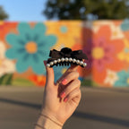Black Pearl Beaded Hair Claw Clip With Bow