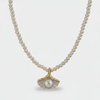 Pearl Shell Pendant Beaded Necklace Gold