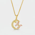 Moon Butterfly Rhinestone Gold Chain Necklace