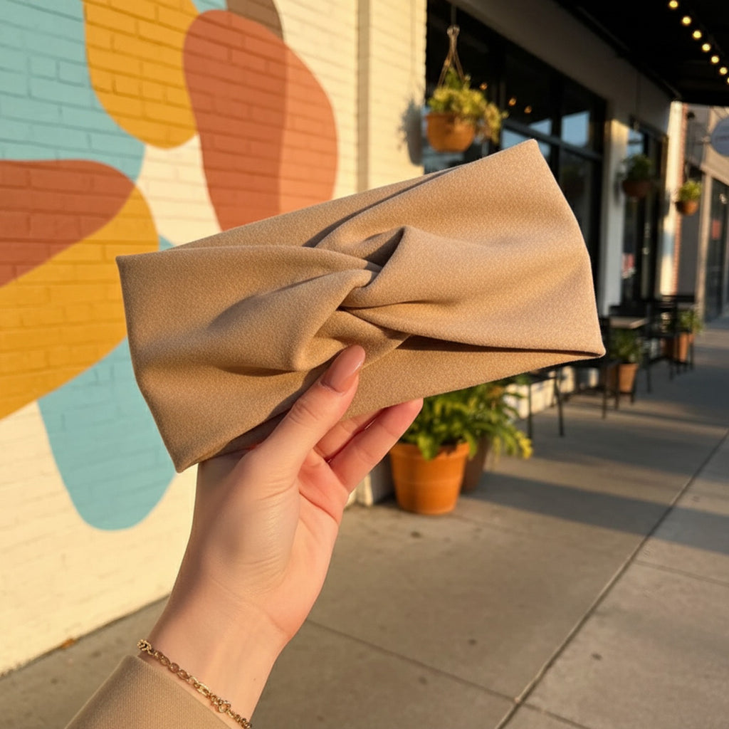 Cream Twisted Knot Hairband