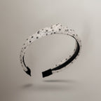 White Speckled Padded Headband With Black Trim