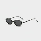 Black Oval Metal Frame Sunglasses