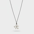 Silver Flower Pearl Pendant Cord Necklace
