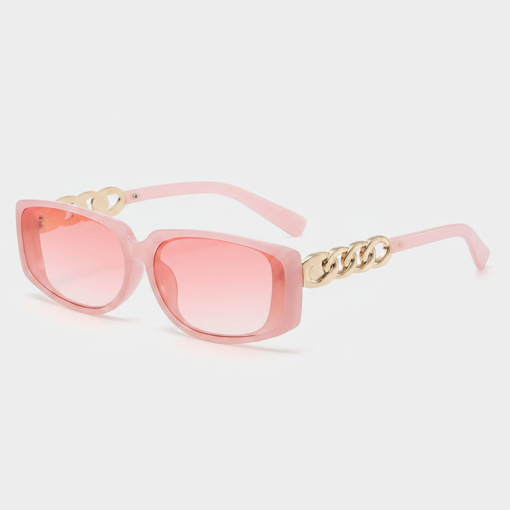 Pink Chunky Chain Rectangle Sunglasses