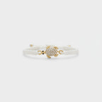 White Macramé Crab Charm Rhinestone Bracelet
