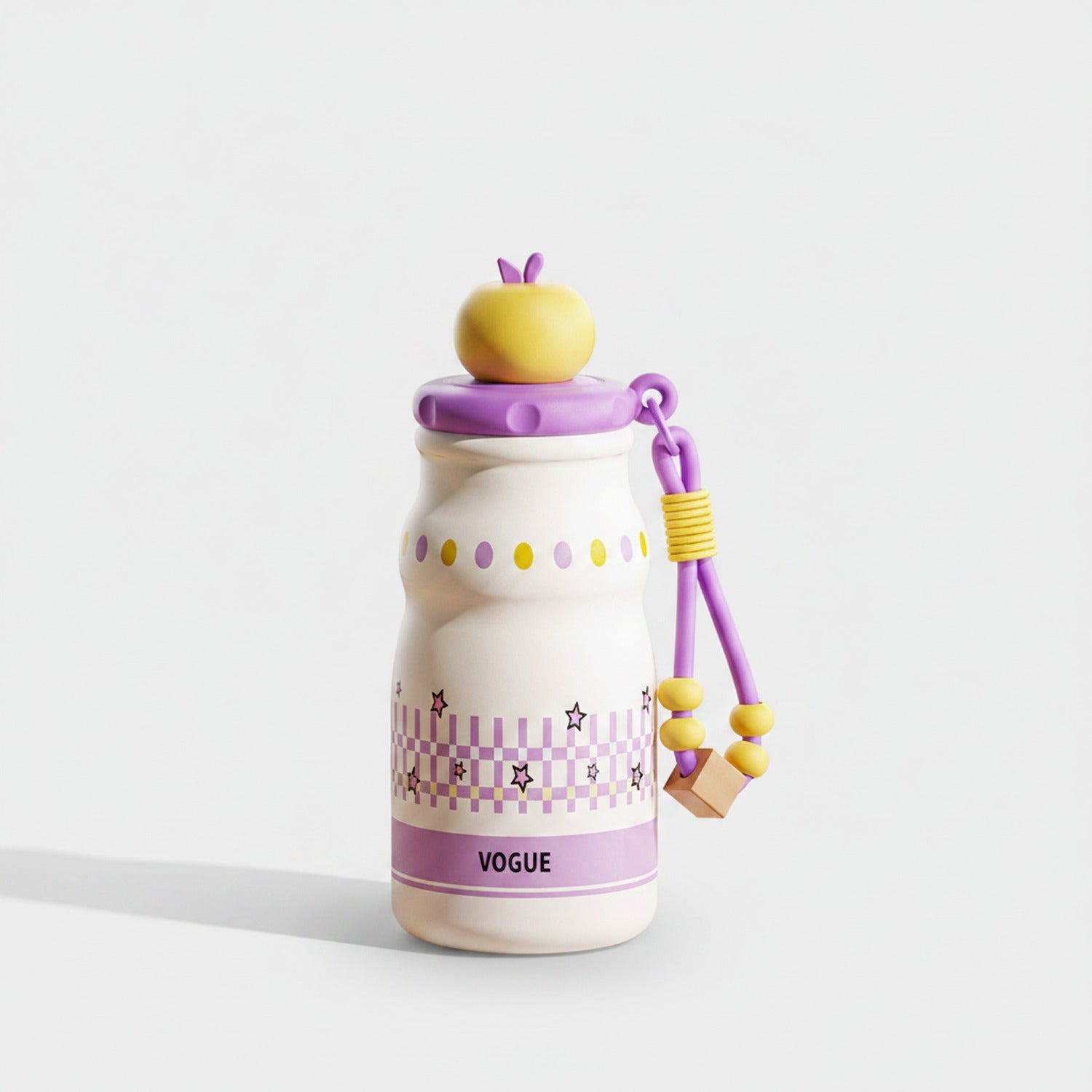 Pink Kawaii Apple Tumbler With Charm Strap