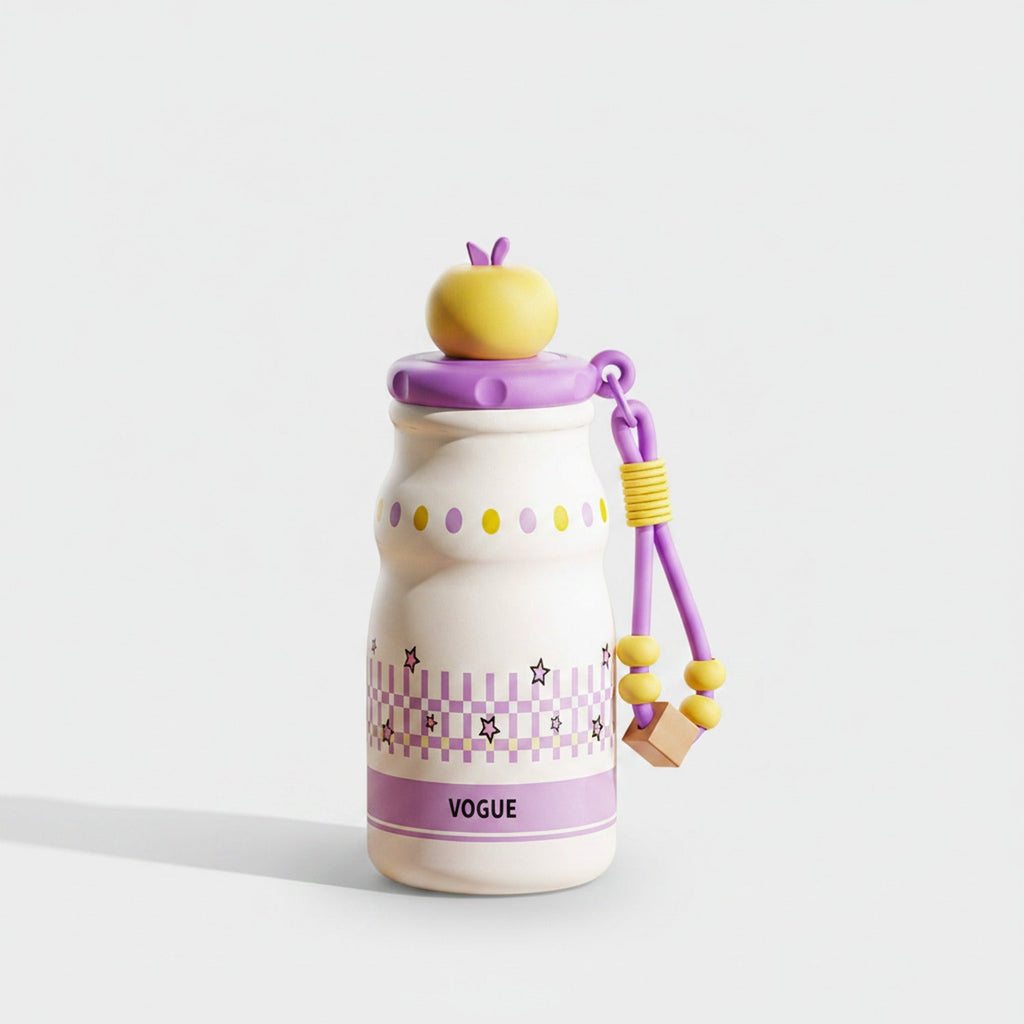 Apple Drink Bottle with Star Charm - Yellow Apple 500ml – novelty & toys (view 2)