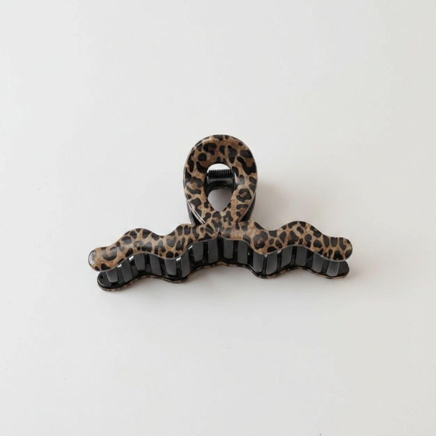 Leopard Print Hair Claw Clip with Black Grip