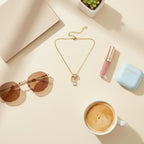 Gold Rectangular Gemstone Charm Pendant Necklace