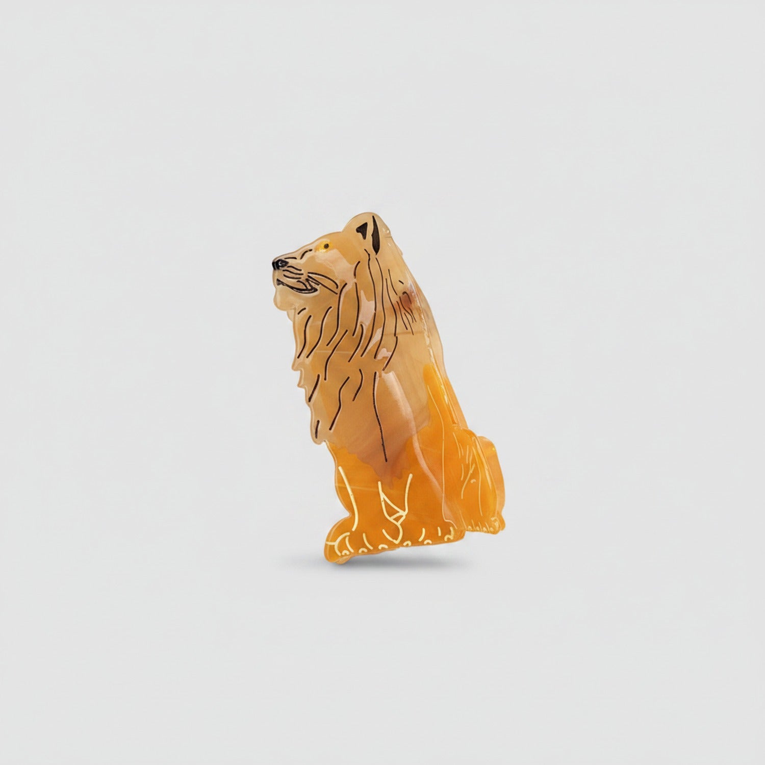Lion Head Hair Claw Clip Gold