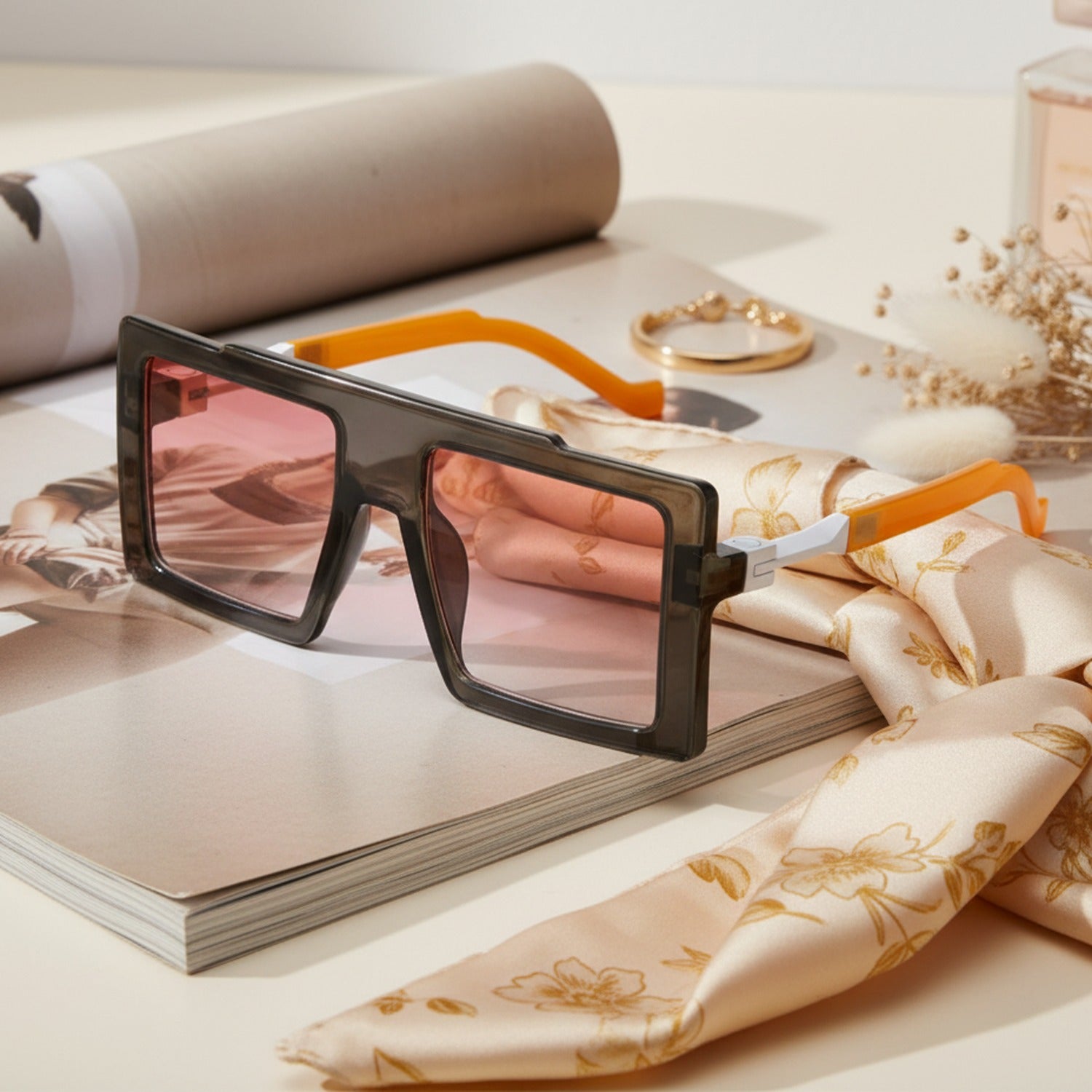 Square Oversized Gradient Pink Sunglasses