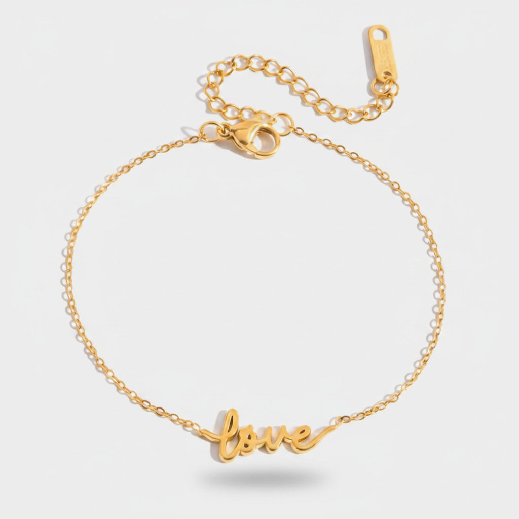 Gold Love Charm Chain Bracelet