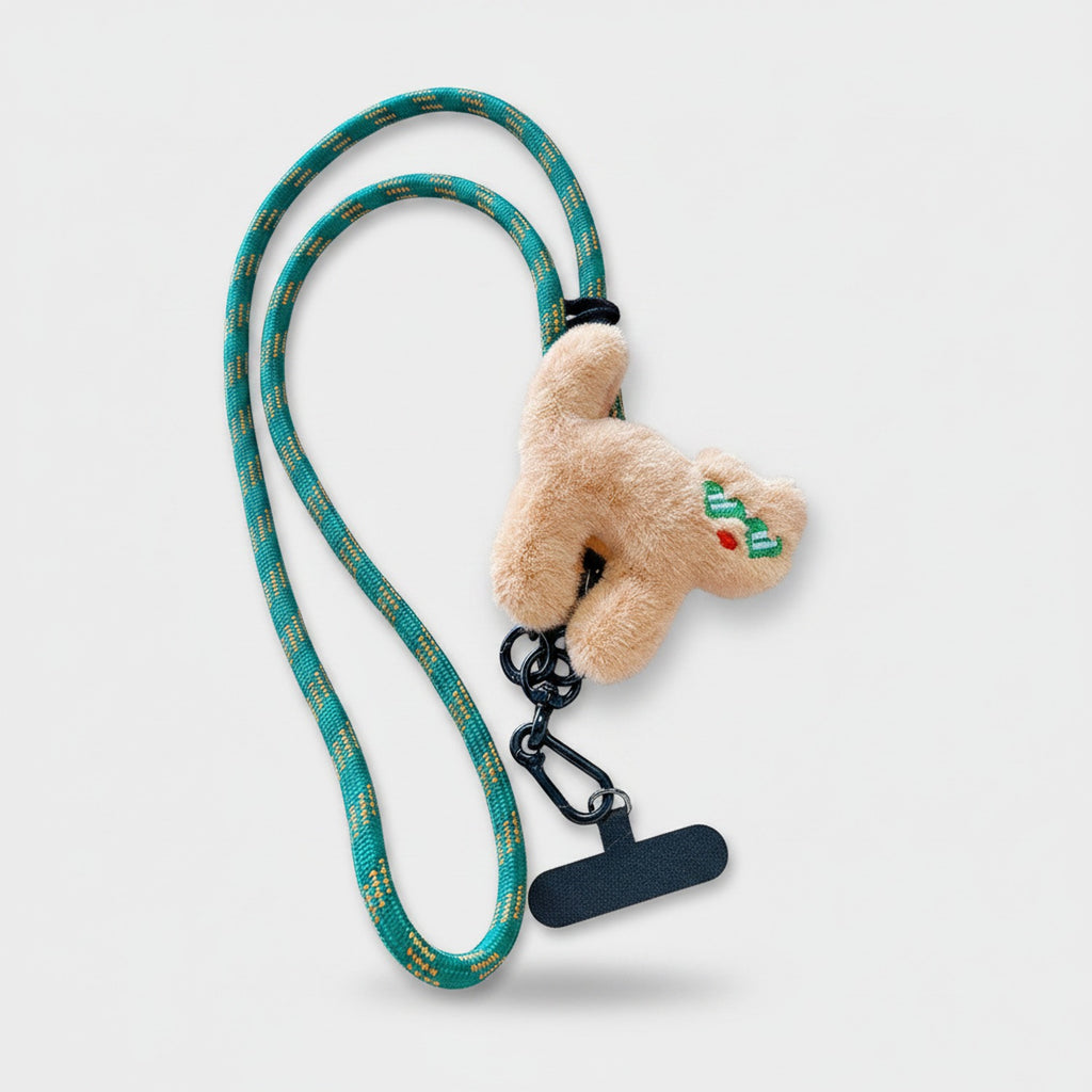 Cute Bear Plush Phone Charm Strap Teal