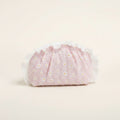 Pink Daisy Flower Quilted Cosmetic Bag With Faux Fur Trim