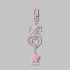 Pink Acrylic Heart Bow Star Keychain Charm
