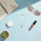 Green Teardrop Crystal Gold Chain Necklace