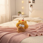Yellow Fluffy Cat Ice Cream Cone Plush