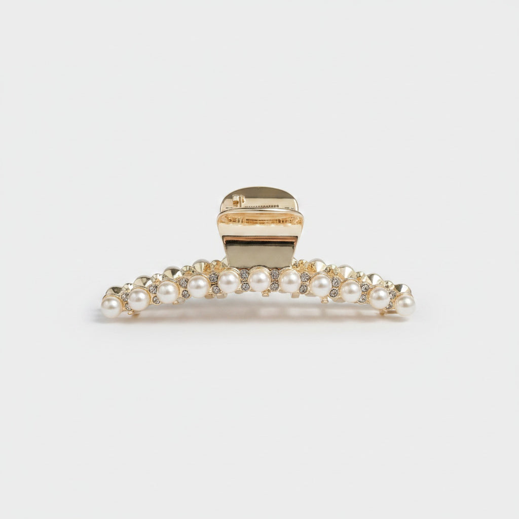 Pearl Beaded Gold Hair Claw Clip