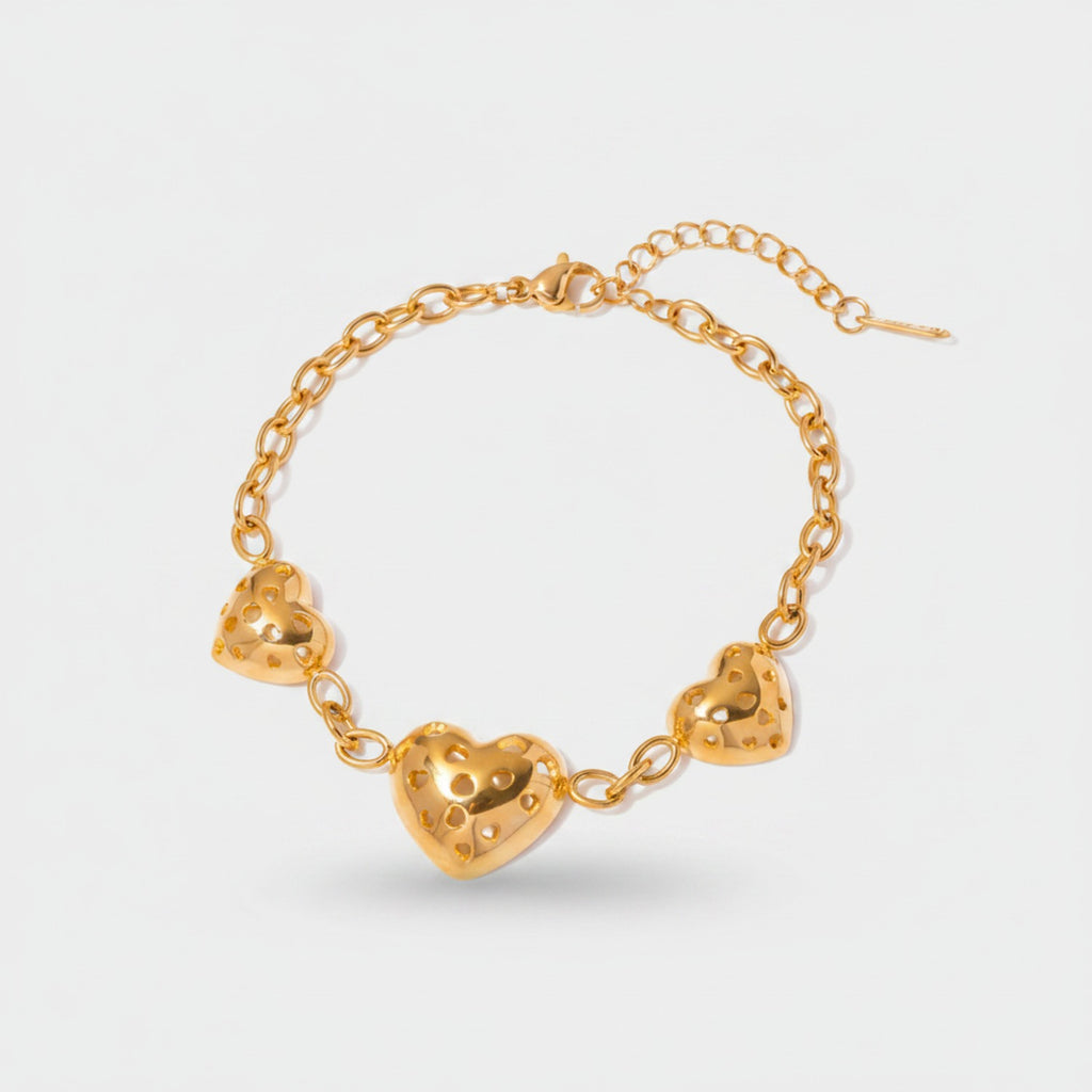 Gold Heart Charm Chain Bracelet