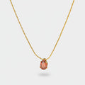 Coral Teardrop Crystal Gold Chain Necklace
