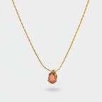 Coral Teardrop Crystal Gold Chain Necklace