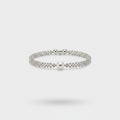 Silver Beaded Bracelet With Pearl Accent
