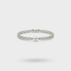 Silver Beaded Bracelet With Pearl Accent