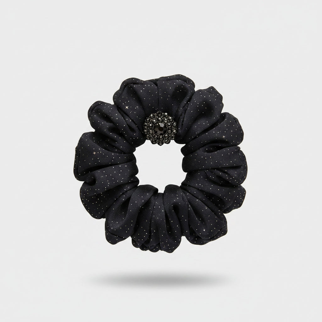 Black Sparkle Flower Hair Claw Clip