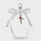 Pearl Bow Cross Keychain Charm - White 1-Pack – novelty & toys (view 3)