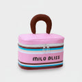 Striped Layered Cosmetic Case With Brown Handle