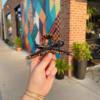 Leopard Print Hair Claw With Black Bow