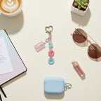 Pastel Button Charm Heart Keyring