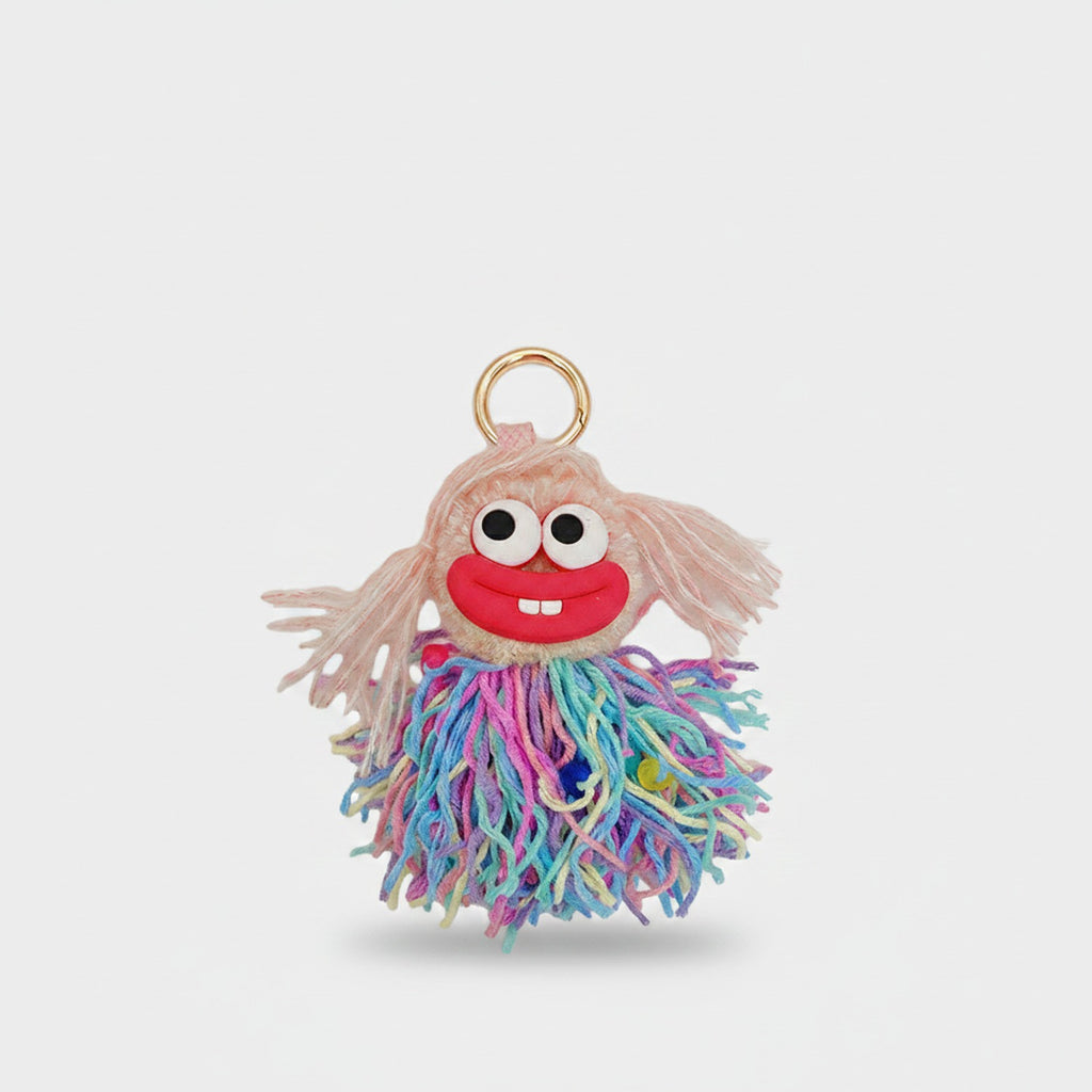 Fuzzy Monster Acrylic Keyring With Charms - Pink – novelty & toys (view 1)