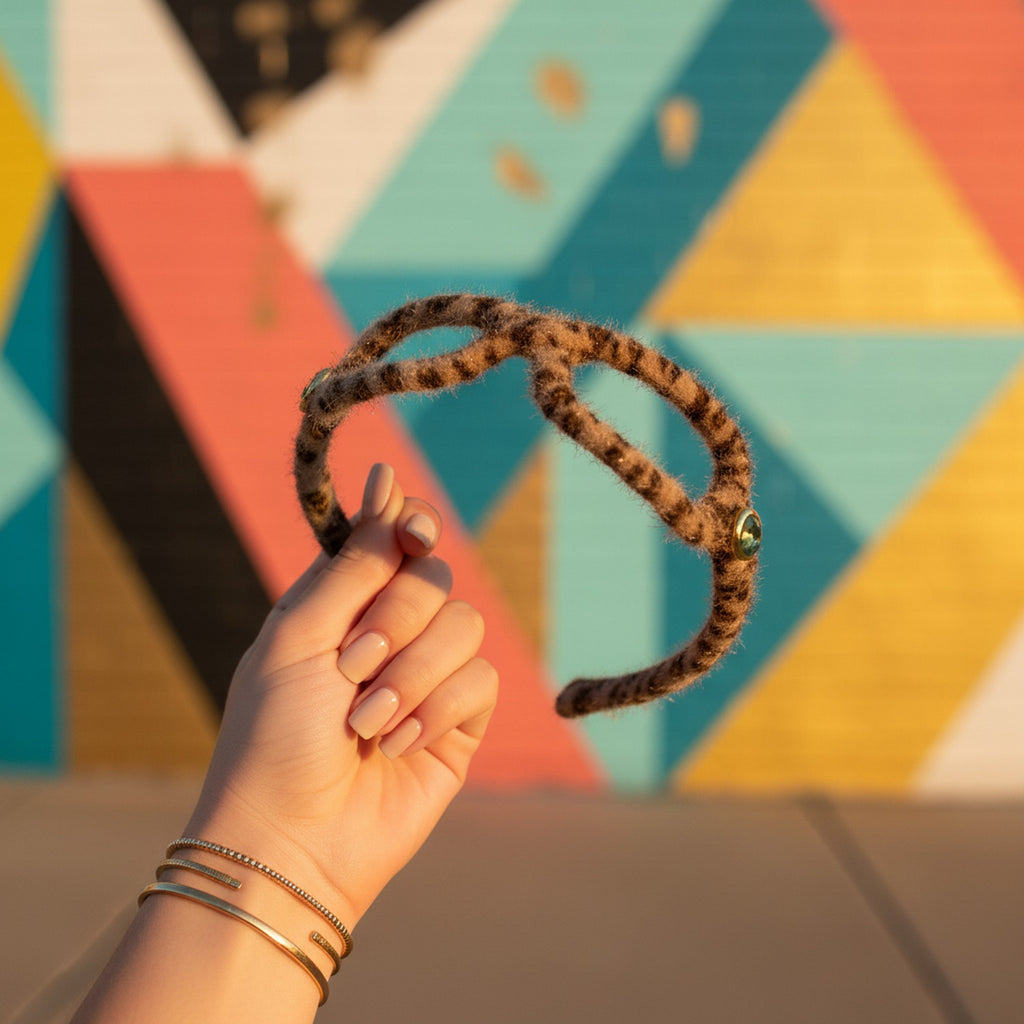 Leopard Print Padded Headband With Gold Charm
