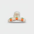 Fluffy White Hair Claw With Carrot Charms